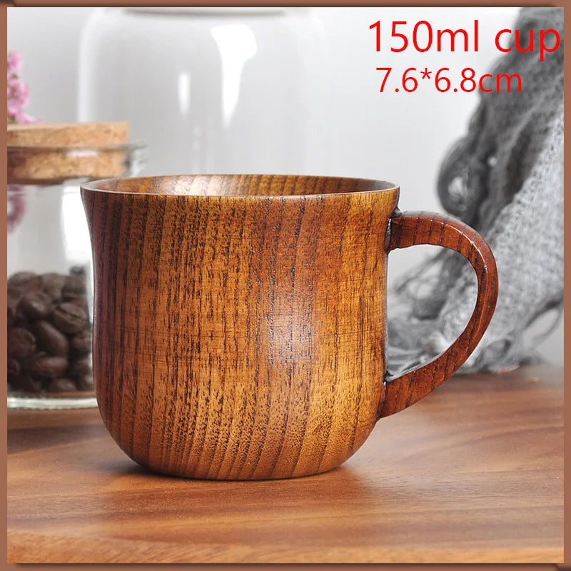 Traditional Handmade Wooden Mug | Chinese-Style Heat-Insulated Tea & Coffee Cup
