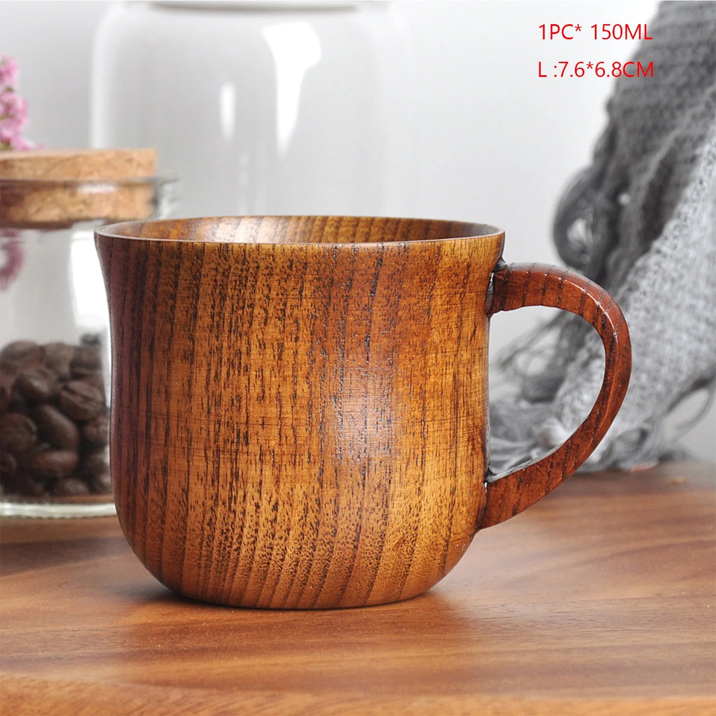 Traditional Handmade Wooden Mug | Chinese-Style Heat-Insulated Tea & Coffee Cup