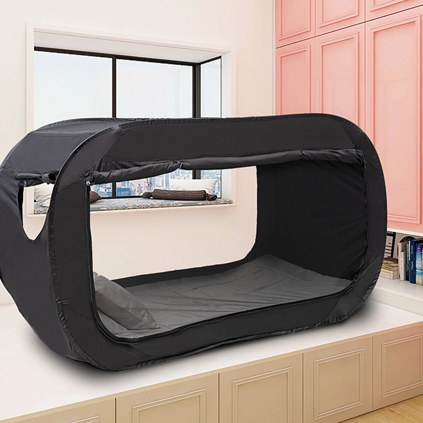 1-Person Privacy Bed Tent – Foldable Sleep Pod with Mosquito Net & Full Cover
