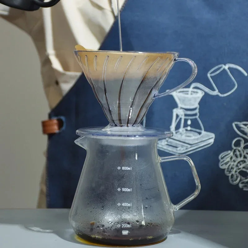 4-Piece Glass Pour Over Coffee Set | V02 Funnel + 600ml Server & Dripper Kit