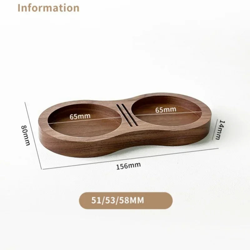 Walnut Wood Coffee Tamper Mat Station | Base Holder for 51/53/58mm Espresso Tools