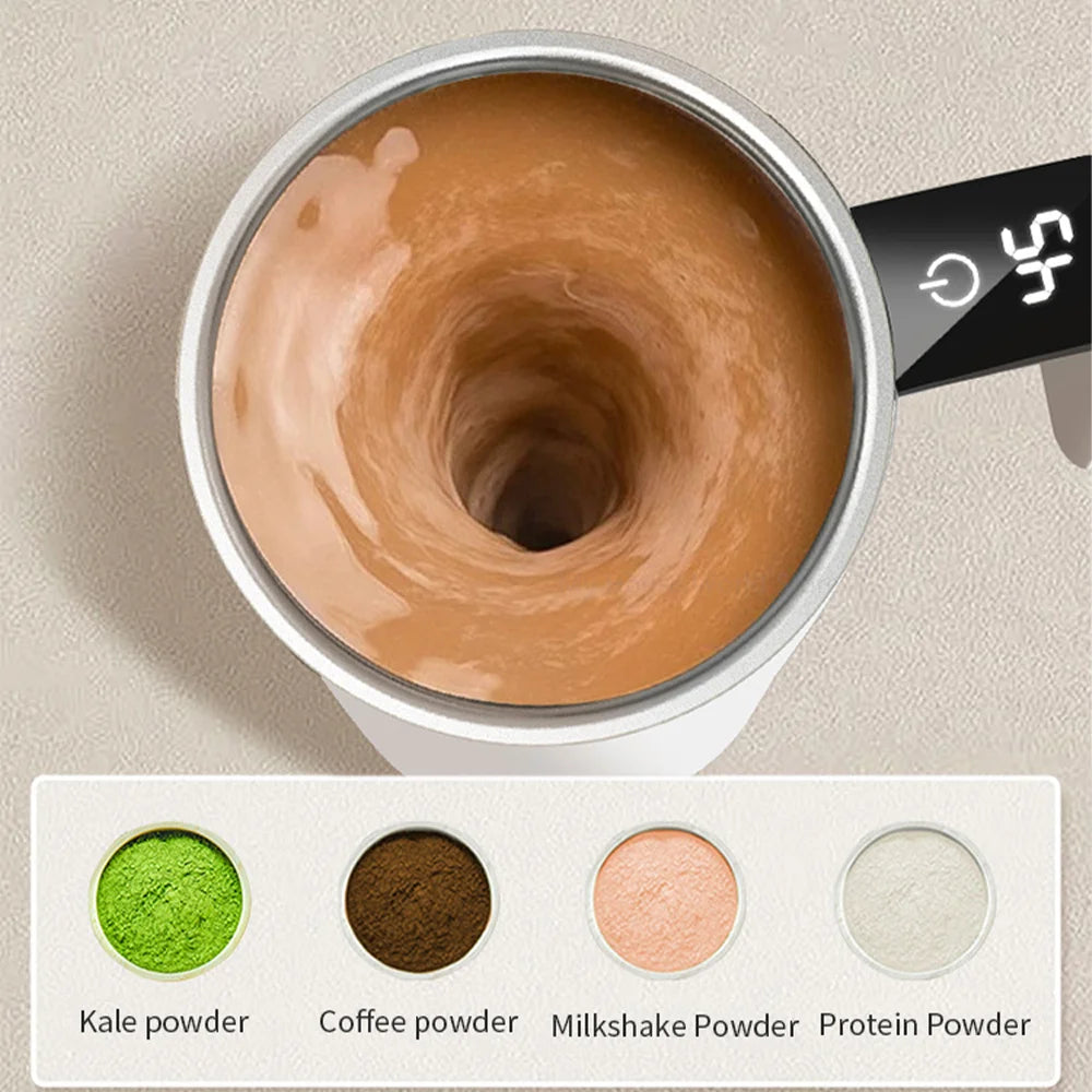 Self-Stirring Coffee Thermos | Rechargeable Stainless Steel Mug with Mixer