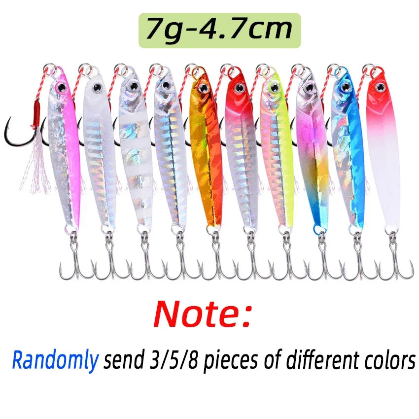 Vertical Metal Jig Lure Set | 3/5/8pcs Saltwater Jigging Lures (7g–40g)
