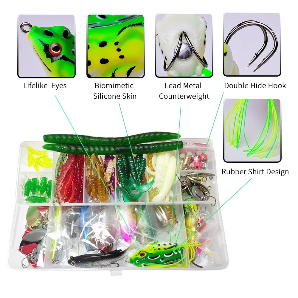 320-Piece Fishing Lure Kit | Soft & Hard Baits with Minnows, Spoons & Jigs