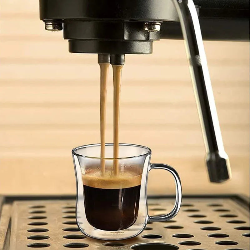 1–4pcs Double Wall Glass Espresso Cups | Clear Coffee Mugs with Handle