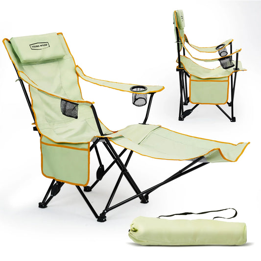Adjustable Reclining Camping Chair – Foldable Outdoor Seat with Cupholder & Headrest