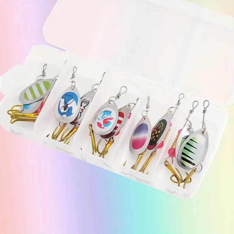 10-Piece Spinner Lure Kit | Treble Hook Metal Spinners for Bass & Trout
