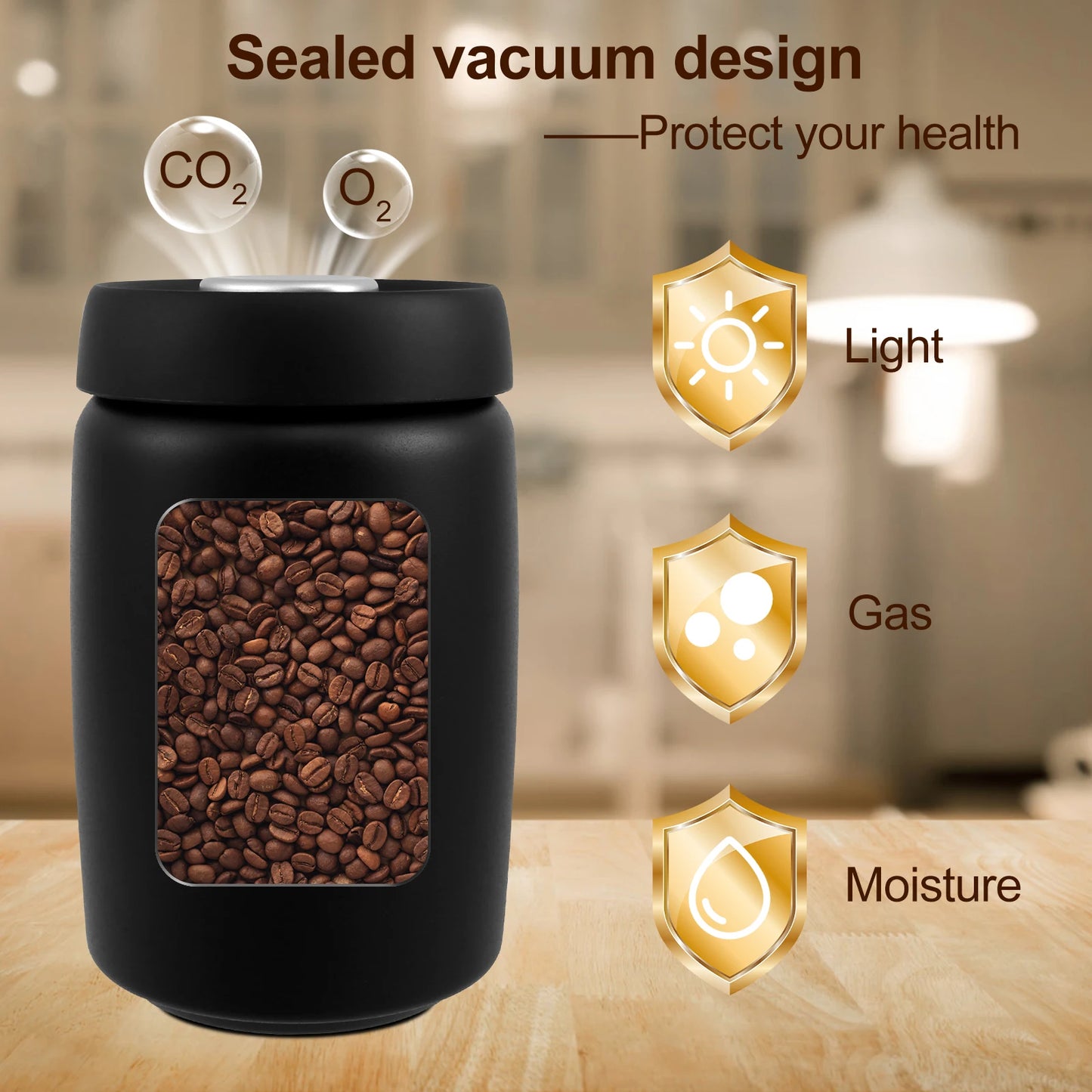 1200ml Stainless Steel Coffee Canister | Airtight Vacuum Food Storage Jar