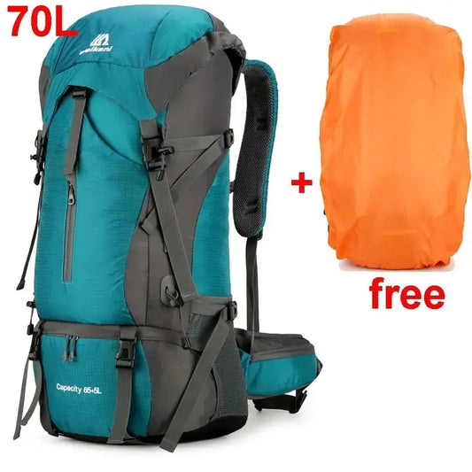 70L Waterproof Hiking Backpack with Rain Cover – Large Outdoor Camping Rucksack