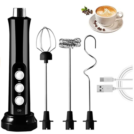 Rechargeable Milk Frother | 3-in-1 Handheld Foam Maker | 13500 RPM High Speed