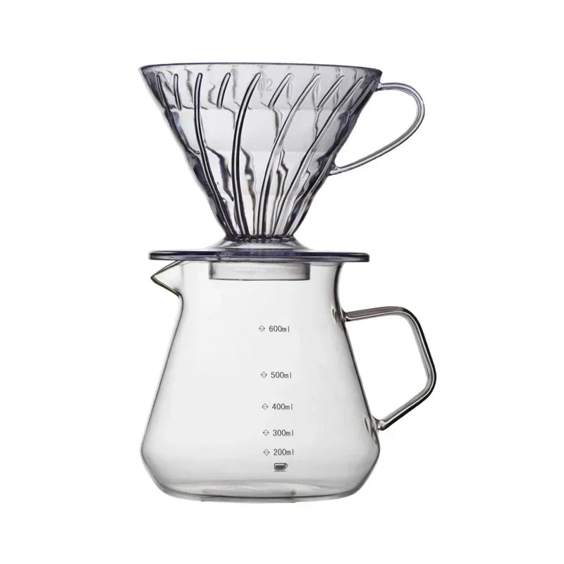 4-Piece Glass Pour Over Coffee Set | V02 Funnel + 600ml Server & Dripper Kit