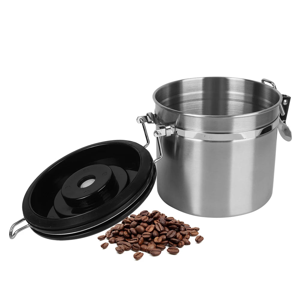 Stainless Steel Coffee Canister | Airtight Storage with CO₂ Valve for Freshness