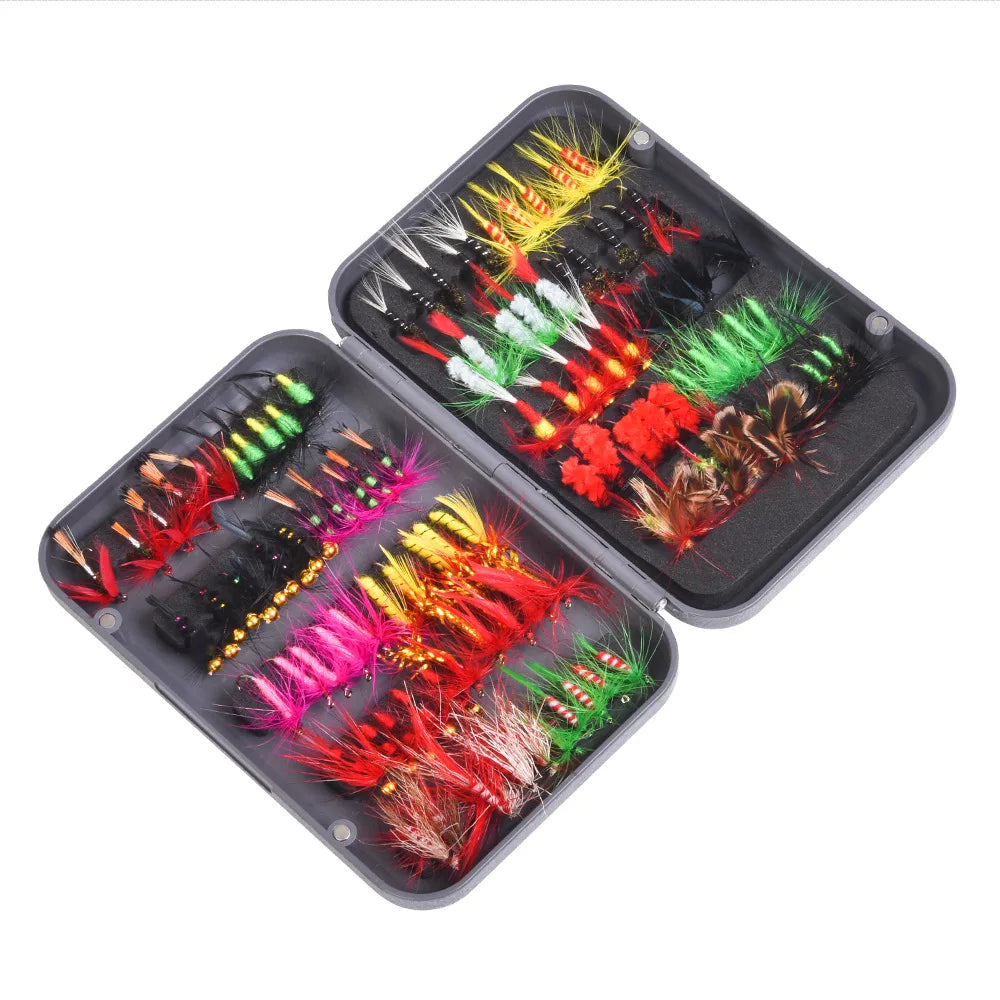 100pcs Assorted Fly Fishing Flies Kit for Trout, Bass & Freshwater Fly Fishing