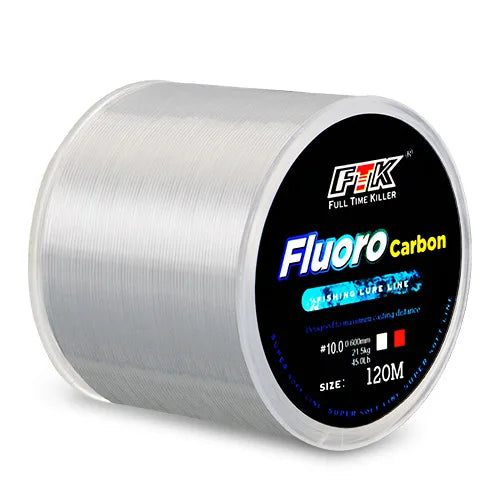 120m Fluorocarbon-Coated Fishing Line | Carbon Fiber | 7 Colors & 12 Strengths