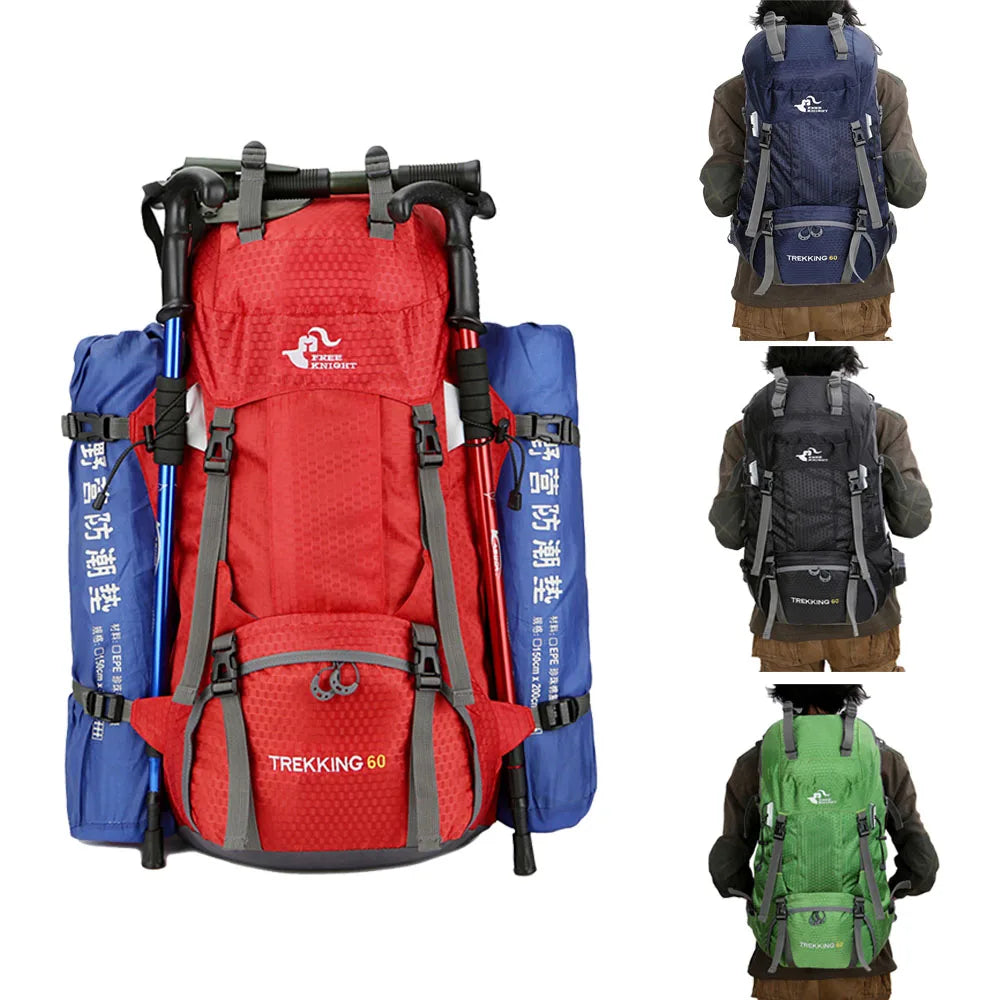 60L Hiking Backpack with Rain Cover – Outdoor Camping & Travel Rucksack