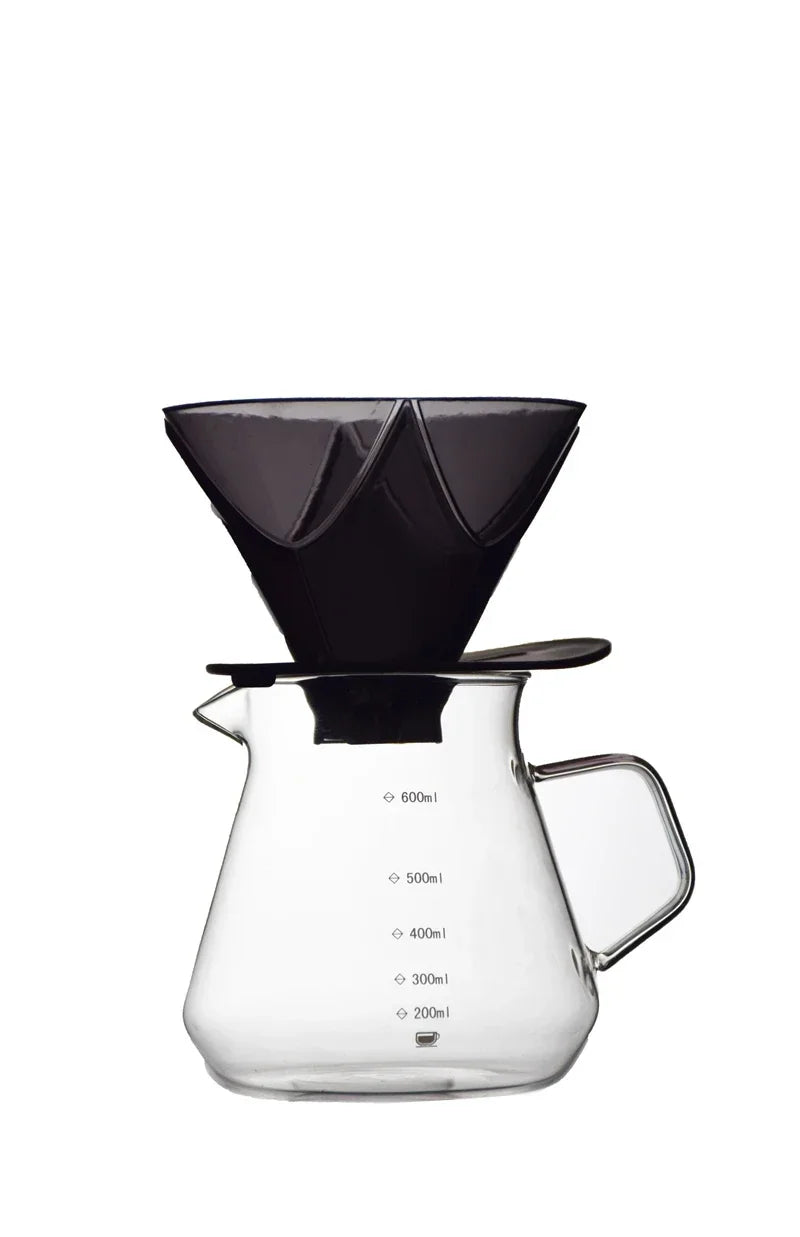 4-Piece Glass Pour Over Coffee Set | V02 Funnel + 600ml Server & Dripper Kit
