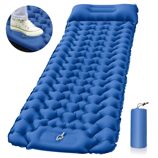 Inflatable Camping Sleeping Pad with Pillow – Built-In Pump, Ultralight Travel Mat