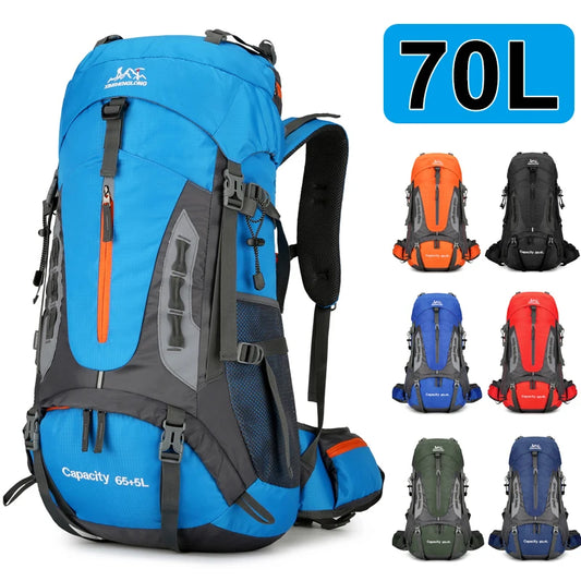 70L Hiking Backpack with Rain Cover – Large Camping & Travel Rucksack for Men & Women