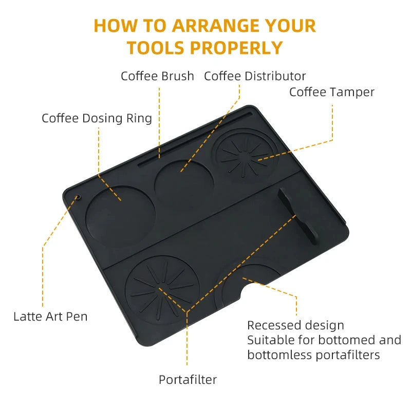 Silicone Coffee Tamper Mat | Espresso Tool Station for Portafilter & Distributor