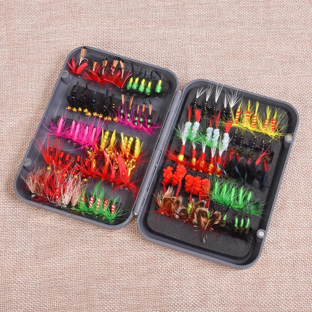 100pcs Assorted Fly Fishing Flies Kit for Trout, Bass & Freshwater Fly Fishing