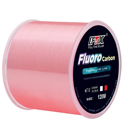 120m Fluorocarbon-Coated Fishing Line | Carbon Fiber | 7 Colors & 12 Strengths
