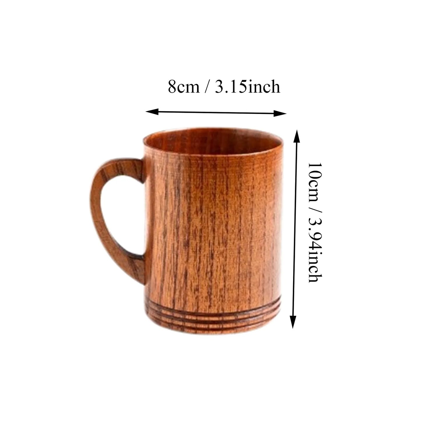 Traditional Handmade Wooden Mug | Chinese-Style Heat-Insulated Tea & Coffee Cup