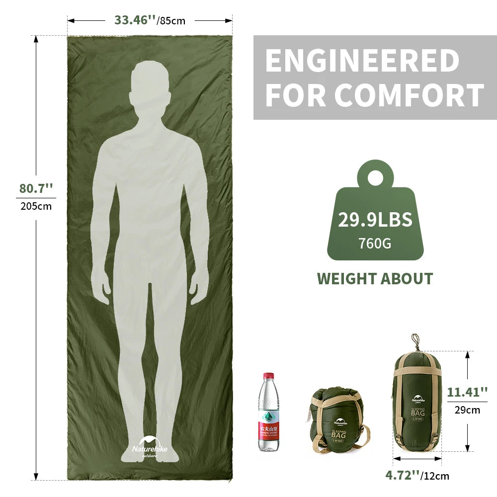 Naturehike LW180 Sleeping Bag – Ultralight for Camping & Travel