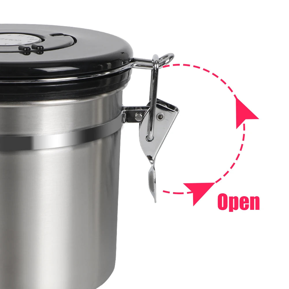 Stainless Steel Coffee Canister | Airtight Storage with CO₂ Valve for Freshness
