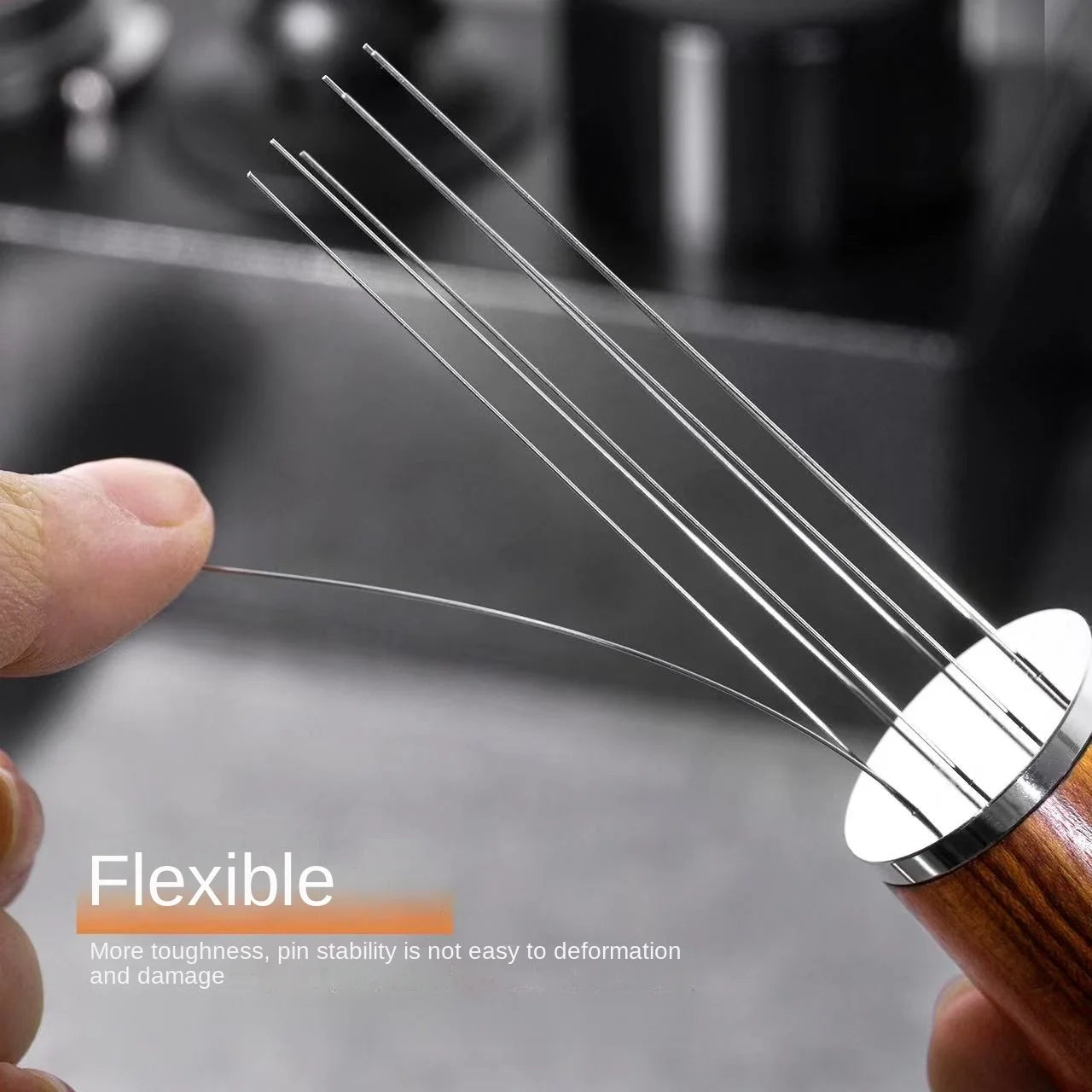 Espresso WDT Tool with Stand | Wood Handle Needle Distributor for Baristas