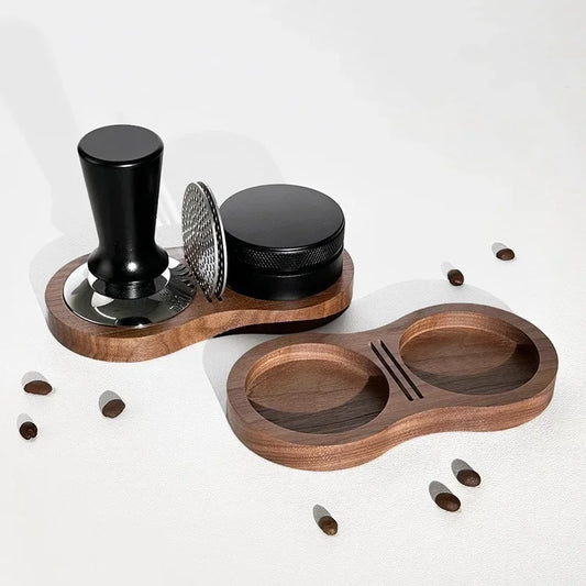 Walnut Wood Coffee Tamper Mat Station | Base Holder for 51/53/58mm Espresso Tools