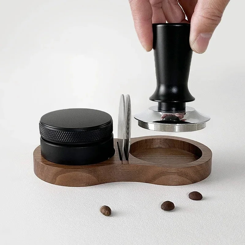 Walnut Wood Coffee Tamper Mat Station | Base Holder for 51/53/58mm Espresso Tools