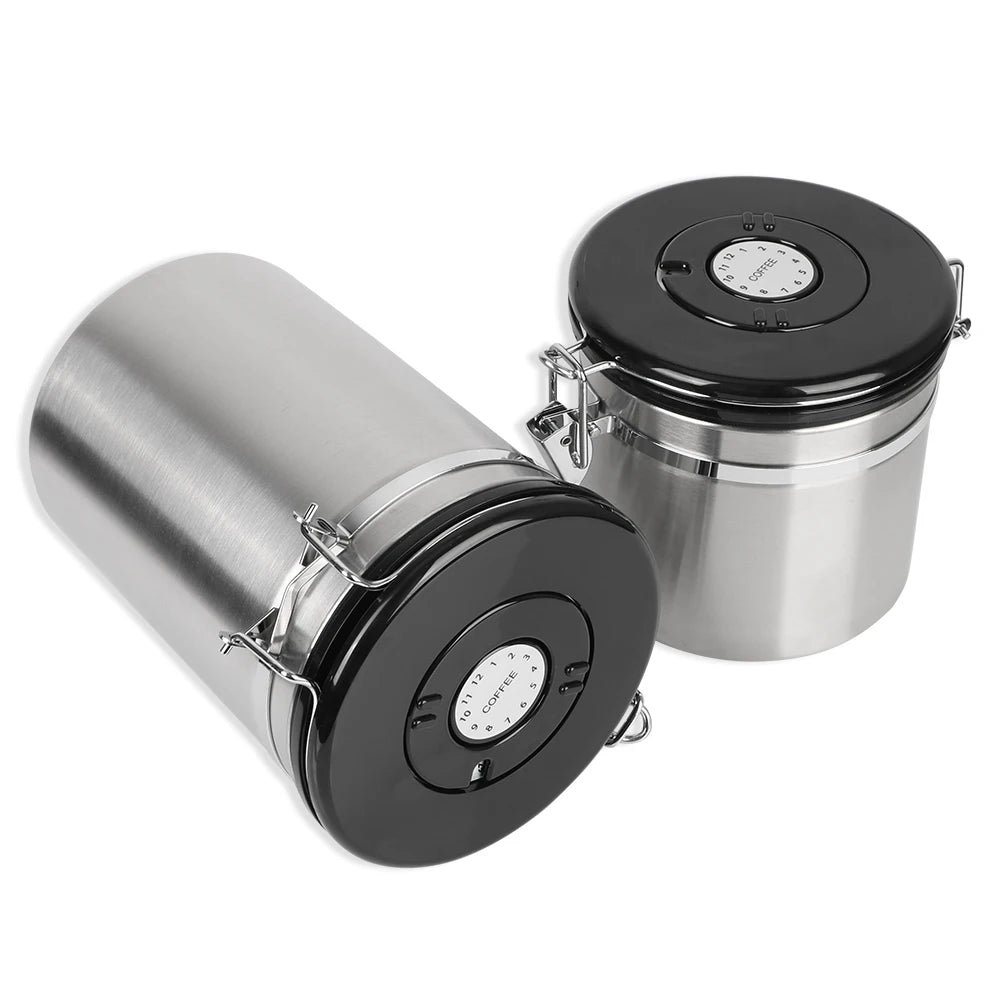 Stainless Steel Coffee Canister | Airtight Storage with CO₂ Valve for Freshness