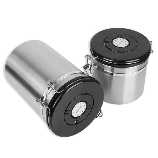 Stainless Steel Coffee Canister | Airtight Storage with CO₂ Valve for Freshness