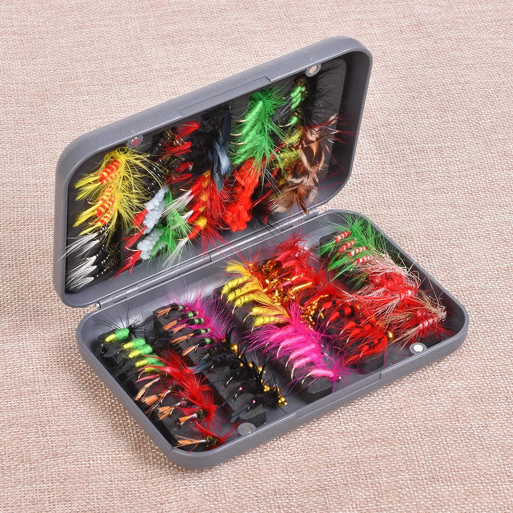 100pcs Assorted Fly Fishing Flies Kit for Trout, Bass & Freshwater Fly Fishing