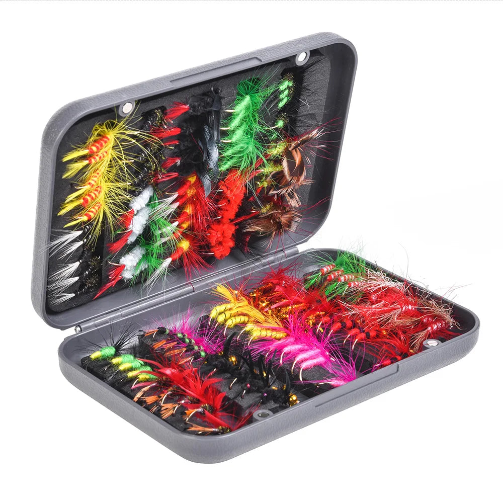 100pcs Assorted Fly Fishing Flies Kit for Trout, Bass & Freshwater Fly Fishing