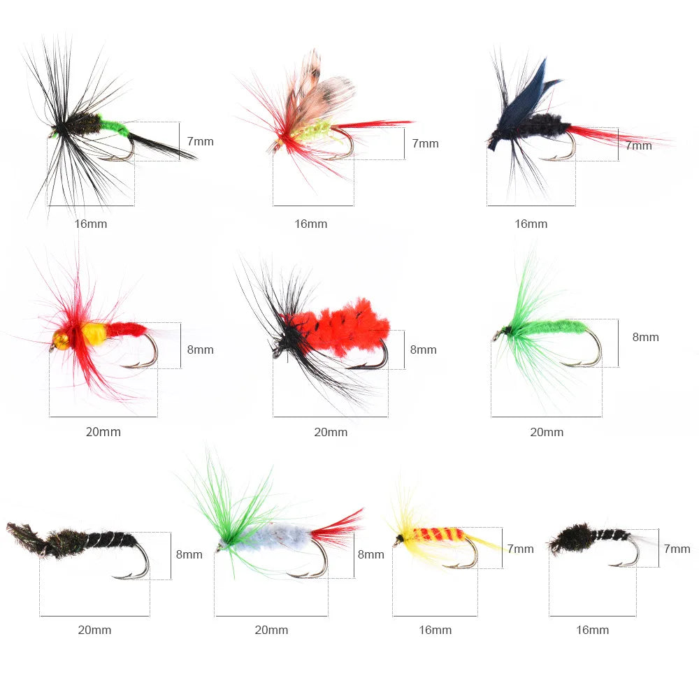 100pcs Assorted Fly Fishing Flies Kit for Trout, Bass & Freshwater Fly Fishing