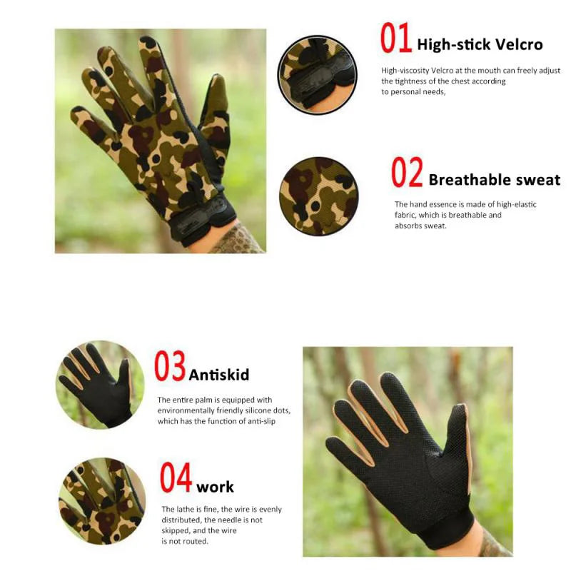 Camouflage Fishing Gloves | Breathable Non-Slip Outdoor Gloves for Men & Women
