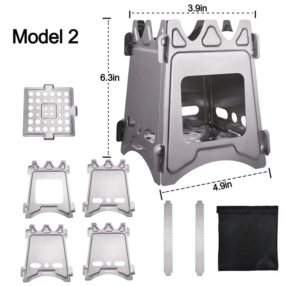 Folding Stainless Steel Wood Stove – Portable Firewood Burner for Camping & Bushcraft