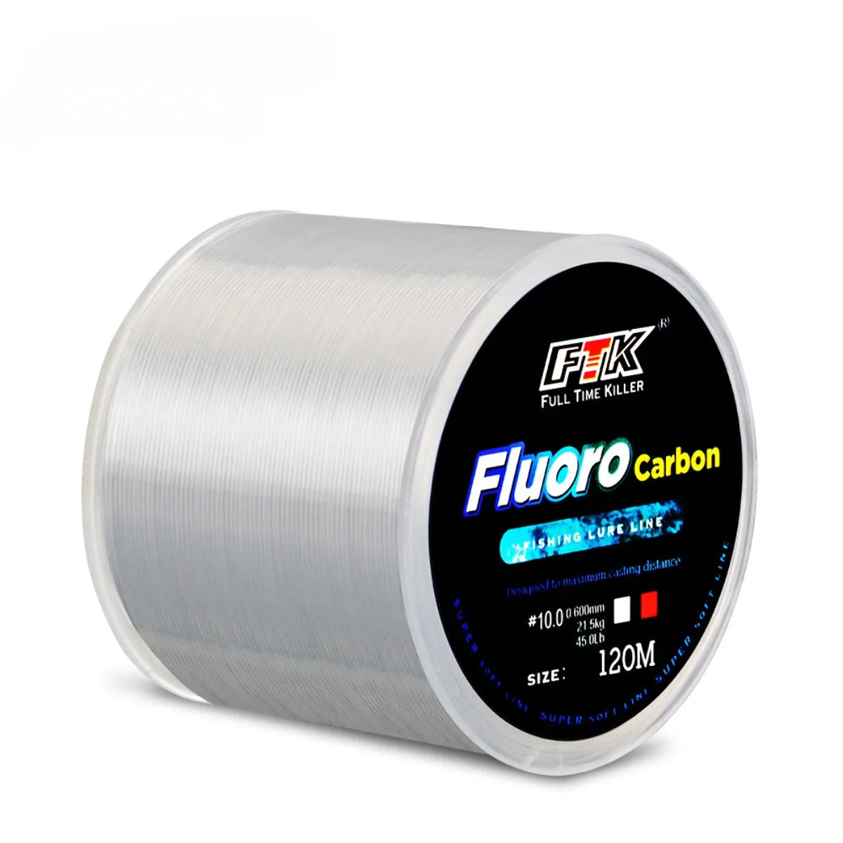 120m Fluorocarbon-Coated Fishing Line | Carbon Fiber | 7 Colors & 12 Strengths