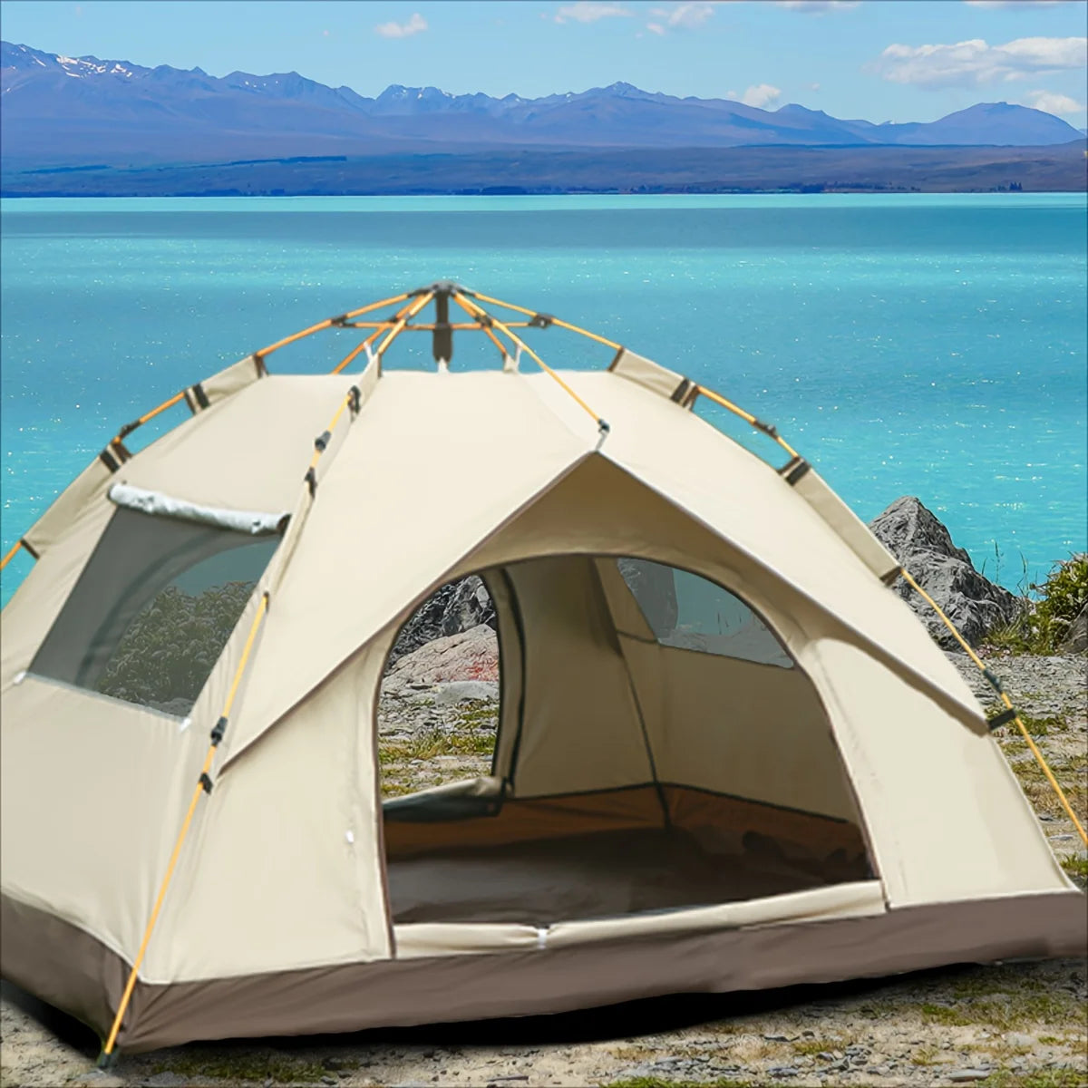 1-2 Person Automatic Pop-Up Tent – Oxford & Mylar Fabric with Quick Setup Frame