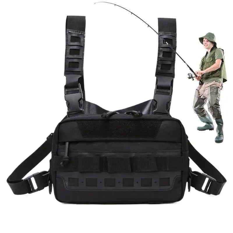 Waterproof Fishing Chest Rig Vest | Adjustable Outdoor Tackle Pouch