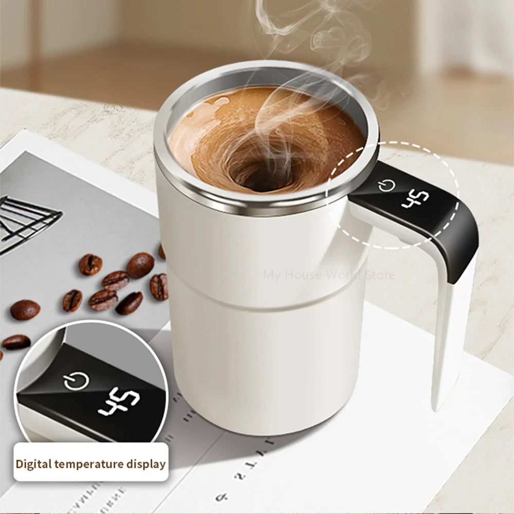 Self-Stirring Coffee Thermos | Rechargeable Stainless Steel Mug with Mixer