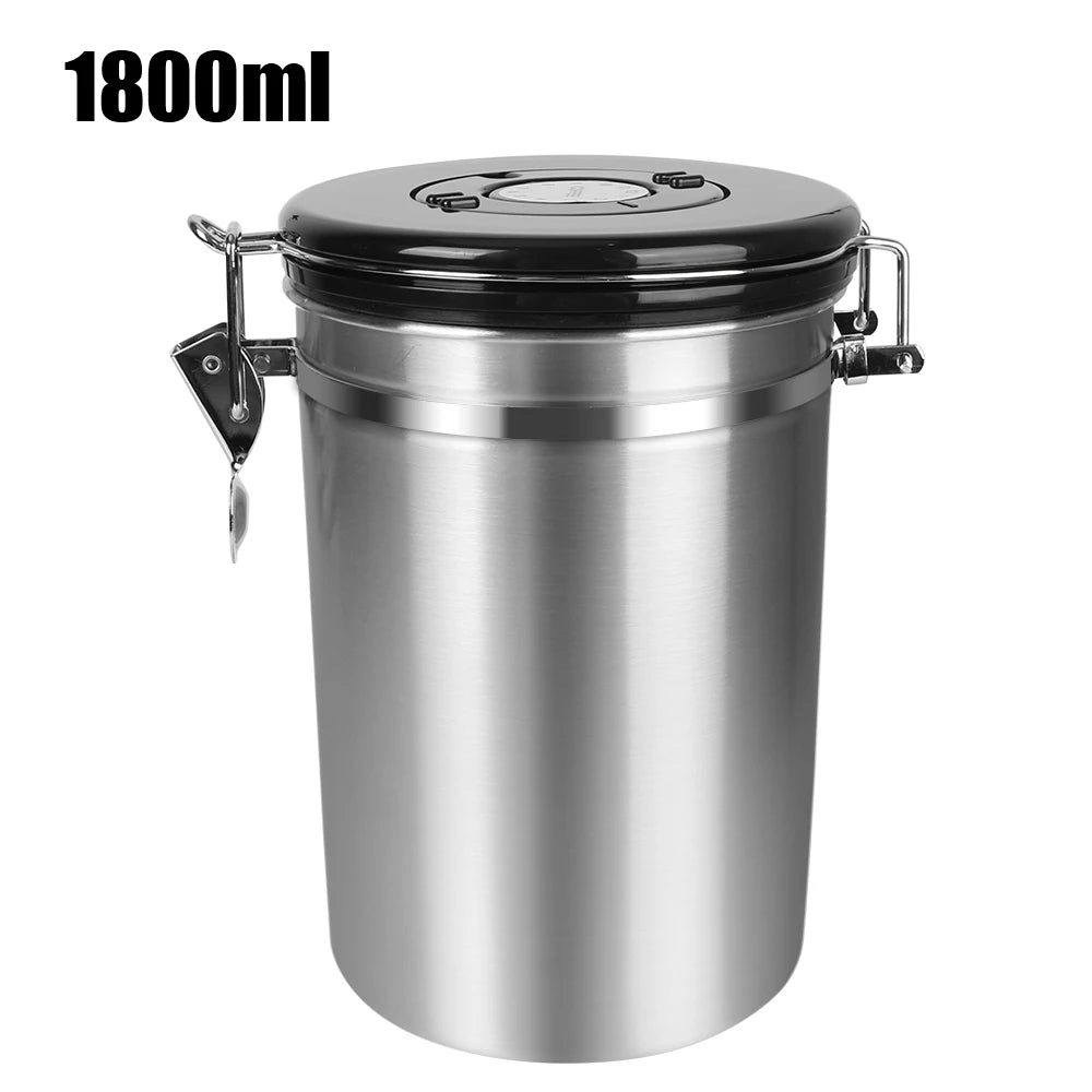 Stainless Steel Coffee Canister | Airtight Storage with CO₂ Valve for Freshness