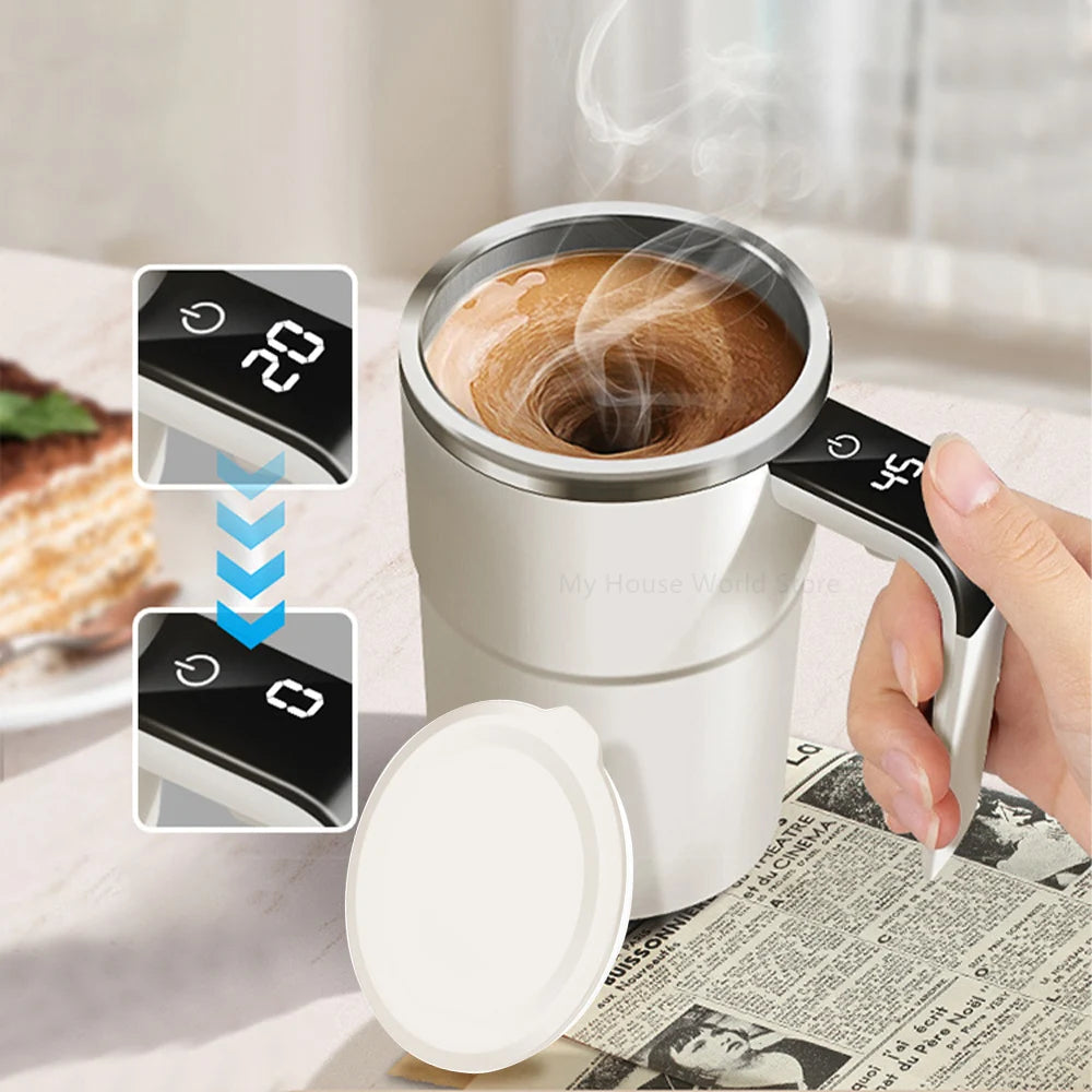 Self-Stirring Coffee Thermos | Rechargeable Stainless Steel Mug with Mixer