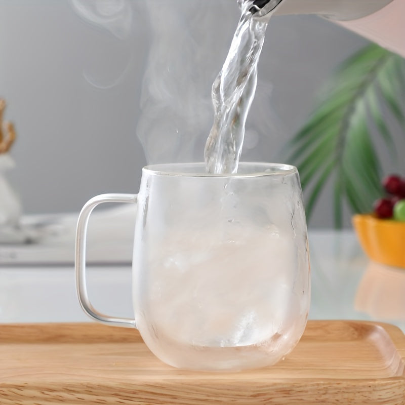 2pcs Double Wall Glass Coffee Cups | Transparent Espresso Mugs with Handles